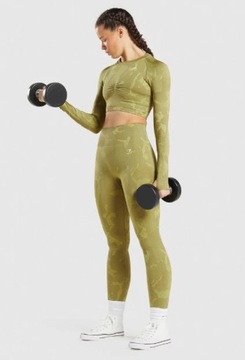 СПОРТИВНЫЕ ЛЕГГИНГИ GYMSHARK ДЛИННЫЕ ЗЕЛЕНЫЕ С УЗОРОМ S 0Z3E2_A*