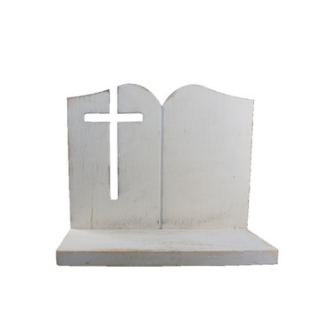 Drewniana statuetka książka nagrobna + krzyż 36 cm