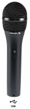PROEL DM581USB MIKROFON DYNAMICZNY WOKALOWY NA USB XLR KABEL POKROWIEC