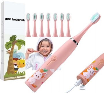 SZCZOTECZKA SONICZNA ELEKTRYCZNA DLA DZIECI 8 KOŃCÓWEK USB
