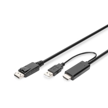 Kabel adapter HDMI 4K 30Hz zasilanie USB A na DisplayPort 2m