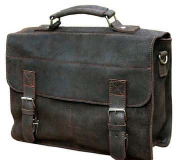 Torba skórzana męska na ramię listonoszka A4 brąz polska produkcja vintage