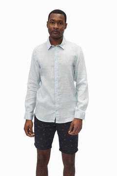 CARRY męska koszula lniana 100% len błękitna regular fit XL