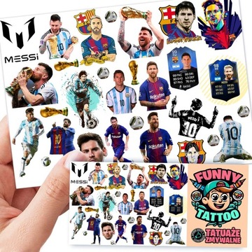 TATUAŻE DLA DZIECI ZMYWALNE TYMCZASOWE LIONEL MESSI WZORY JAKOŚĆ