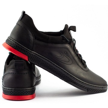 Buty męskie skórzane eleganckie casual K24 Polbut czarne wiązane 48