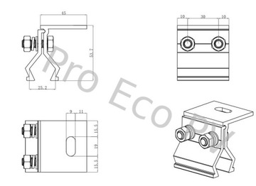 Трапециевидный кровельный зажим для солнечных панелей