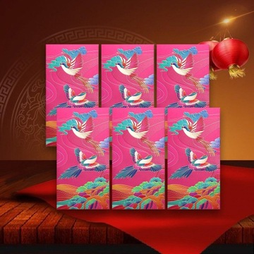 6 красных конвертов с китайским Новым годом