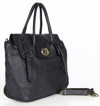 Skórzana torba damska do ręki czarna vintage - MARCO MAZZINI v210d
