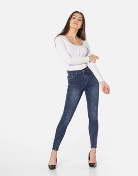 Spodnie Damskie Jeansy Rurki SUPER SLIM ze Streczem Wysoki Stan YC011 M