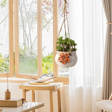 Подвесной цветочный горшок Керамический горшок для растений Двор Контейнеры для растений Цветок Dia8cm H6.5cm