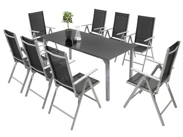 MEBLE OGRODOWE ZESTAW TARASOWY SZKLANY STÓŁ 8K