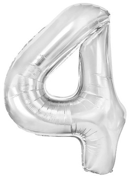 Balon foliowy cyferka cyfra srebrna 4 40 cm mała