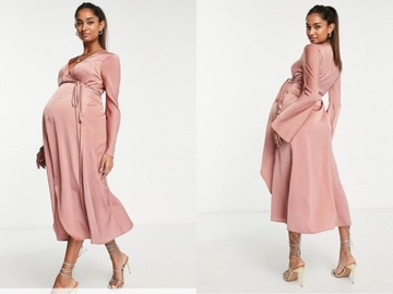 DESIGN Maternity satynowa sukienka ciążowa 38