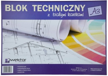 Blok techniczny A3 biały 10 kartek WEKTOR