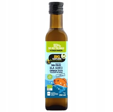 BIG NATURE olej dla dzieci Omega 3-6-9 Bio tłoczony na zimno 250 ml