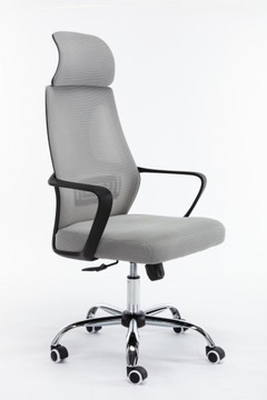 FOTEL ERGONOMICZNY BIUROWY OBROTOWY SIATKA SZARY