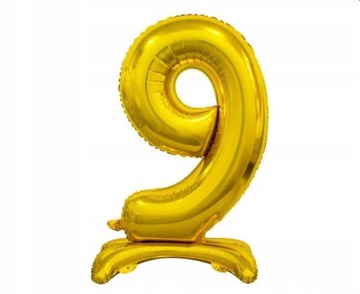 Balon foliowy Cyfra stojąca 9, złota, 74 cm