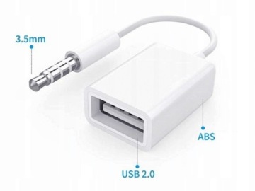 АДАПТЕР AUX КАБЕЛЬ МИНИ-ДЖЕК 3,5 ММ USB АДАПТЕР ДЛЯ IPHONE IPOD БЕЛЫЙ TRAVEL
