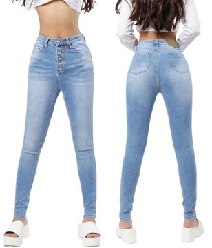 RURKI SPODNIE DAMSKIE ELASTYCZNE JEANSY DOPASOWANE PUSH UP PREMIUM XS