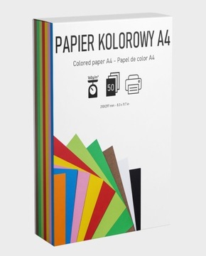 Zestaw papier kolorowy i eko 10 kolorów 160g 50A4