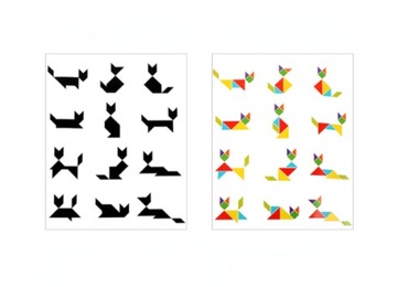 TANGRAM KLOCKI MAGNETYCZNE DREWNIANA UKŁADANKA Z łabędziem Prezent