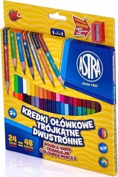 Карандаши Astra двусторонние, 24 штуки + точилка