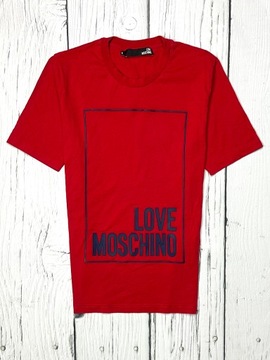 LOVE MOSCHINO Koszulka T-Shirt Męska Logowana Czerwona r. S
