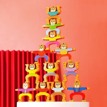 ИГРА НАВЫКОВ МОНТЕССОРИ ТИГРЫ БЛОКИ БАШНЯ