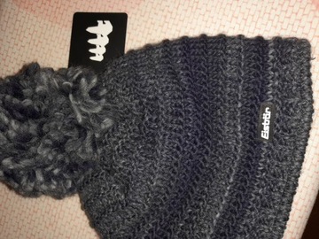 Czapka EISBAR BEANIE POMPON dziecięca Ciemno-szara WEŁNA MERINO + reserved