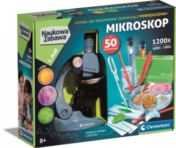 Супер мікроскоп 1200X для дітей 8+ CLEMENTONI 50 експериментів