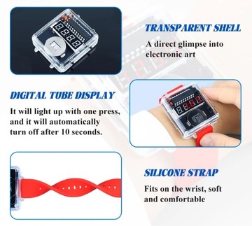 Электронные наручные часы со светодиодным дисплеем для пайки.