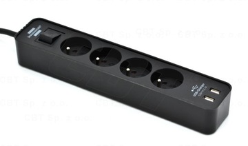 HOME STRIP POWER STRIP УДЛИНИТЕЛЬ С БЫСТРЫМ ЗАРЯДНЫМ УСТРОЙСТВОМ USB 4 РОЗЕТКИ 1,5 М