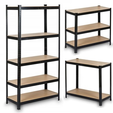 Metalowy Regał Magazynowy 3w1 180x90x40cm 875kg czarny