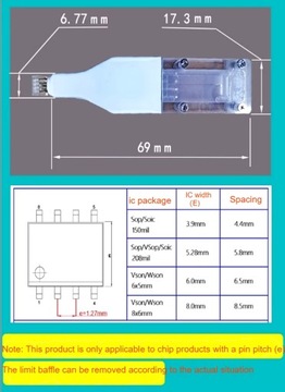 Sonda pomiarowa (klips) SO8 150mils (SOIC 8-pin) z przewodem i adapterem