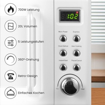 Kuchenka mikrofalowa wolnostojąca Costway EP23853DEWH OPIS