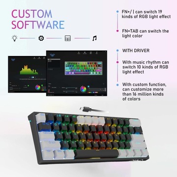 Механическая игровая клавиатура прозрачная, серая, черная