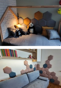 МЯГКИЕ НАСТЕННЫЕ ПАНЕЛИ МЯГКОЕ ИЗГОЛОВЬЕ ШЕСТИГРАННАЯ МЯГКАЯ ПАНЕЛЬ 30x26 см