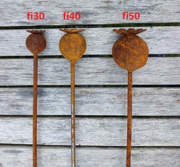 Makówka metalowa ozdoba ogrodowa corten rdzewiona 3D 035