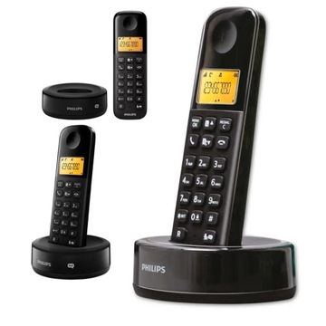 Telefon stacjonarny bezprzewodowy Philips D1651B/01 domowy czarny