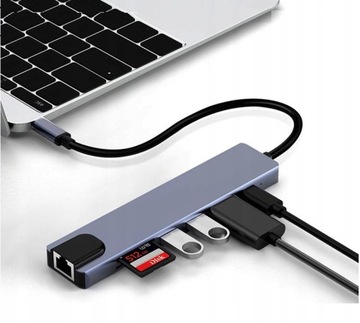 АДАПТЕР-концентратор 8-в-1 USB-C DisplayPort Порт дисплея 8K 4K 144 Гц 2xUSB LAN RJ45