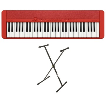 Casio CT-S1 keyboard cyfrowy 61 Czerwony + statyw