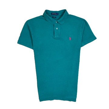 POLO RALPH LAUREN Koszulka Polo Męska Slim Fit Zielona Logo r. M