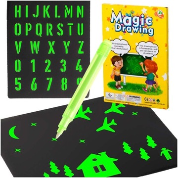MAGICZNA TABLICA DO RYSOWANIA ŚWIATŁEM DŁUGOPIS UV