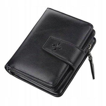 ЭЛЕГАНТНЫЙ КОЖАНЫЙ КОШЕЛЕК, ЧЕРНАЯ КОЖАНАЯ ЗАЩЕЛКА