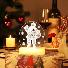 ВИТРАЖНЫЕ СВЕТОДИОДНЫЕ ЛАМПЫ 3D USB ДЕКОРАЦИОННАЯ ЛАМПА САНТА СНЕГОВИК КОЛОКОЛЬЧИКИ