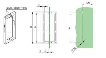 РУЧКА ДЛЯ СТЕКЛЯННОЙ ДВЕРИ ANTABA GLASS T:8-12 SATIN
