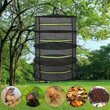 4-СЛОЙНАЯ СЕТКА ДЛЯ СУШКИ ТРАВ, СУШИЛКА ДЛЯ ТРАВ, ЧЕРНАЯ, ПОДВЕСНАЯ