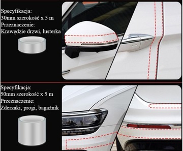 TAŚMA FOLIA NA PROGI SAMOCHODU DRZWI 50mm x 5m