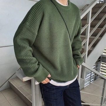 Solid Sweaters Men Korean Fashion Slim Fit Sweater