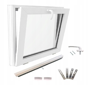 Okno STANDARD PCV białe 55x45 uchylne 550x450 uchylane górą dwuszybowe nowe